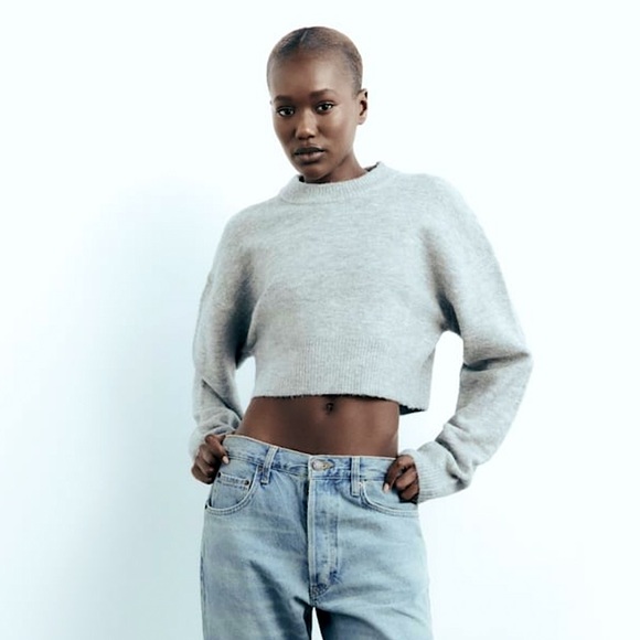 NWT CROPPED KNIT ZARA SWEATER - Picture 2 of 7